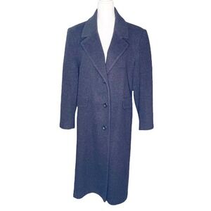 Forecaster Of Boston Sz 16 Gray Wool Cashmere Long Trench Coat Overcoat Vtg